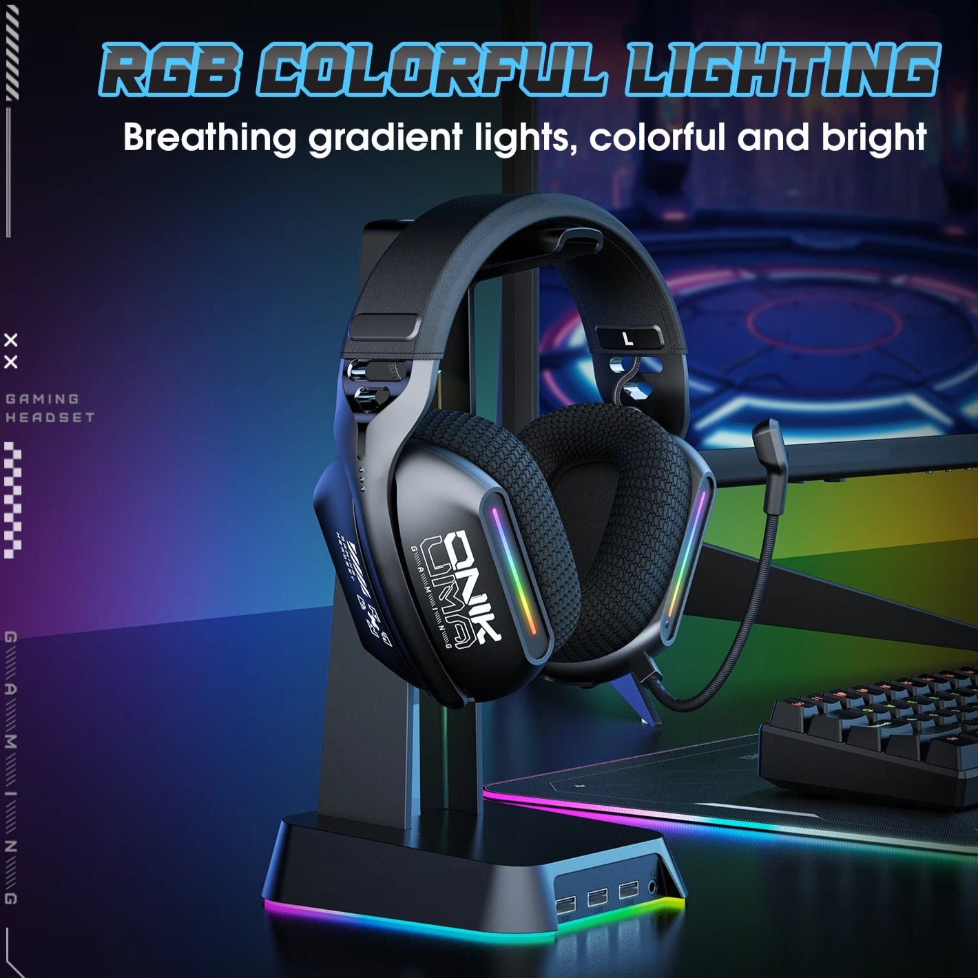 LED Wireless Gaming Headset - Extended Battery