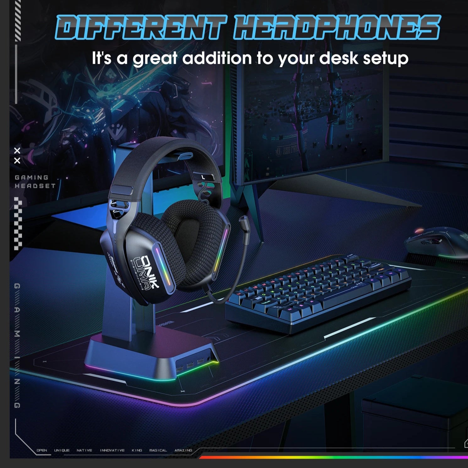 LED Wireless Gaming Headset - Extended Battery